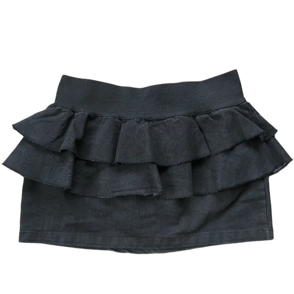 TRF Collection Layered Black Mini  Jean Skirt, 10